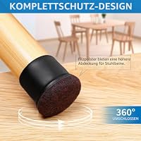 Kleine Silikon Bodenschoner für Stuhlbeine, 16 Stück Schwarze Stuhlbeinkappen, Φ 28-37 mm Durchmesser Filzunterseite, weicher Thermo-Kunststoff-Elastomer, Möbelbein-Fußabdeckungen verhindern Kratzer – Ansicht 4