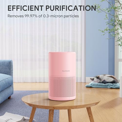 Image of FULMINARE Air Purifiers for Bedroom H13 True HEPA Air Filter, Quiet Air Cleaner With Night Light, Portable Small Air Purifier for Home, Office, Living Room (Pink)