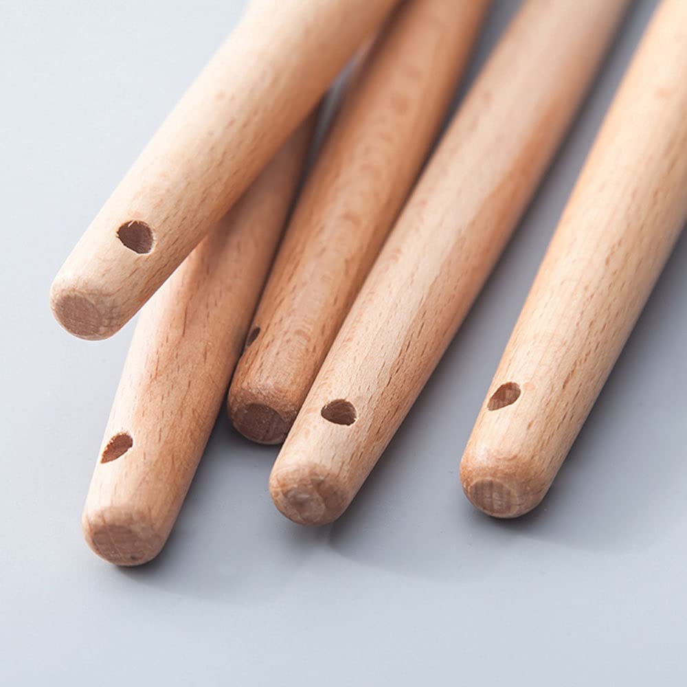 Schneebesen zum Kochen Creme Butter Mixer, Buchenholz Griff Eierschlägel, Hitzeabweisend Antihaft-Silikon Schneebesen Backwerkzeuge, Küche Schneebesen Schlägel