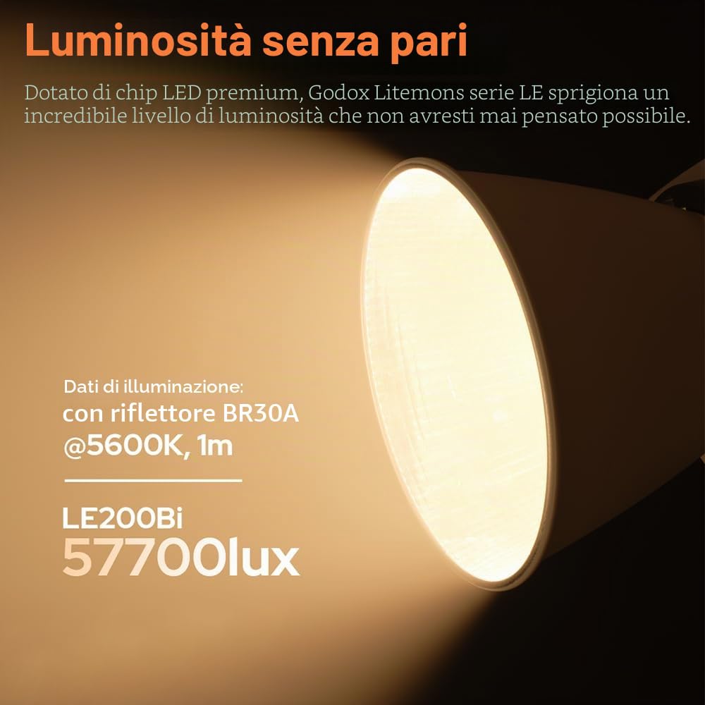 GODOX LE200Bi 220W Kit luce video LED COB bicolore con 90×60cm softbox a sgancio rapido, stativo da 280 cm / 9,18 piedi, 2800K-6500K, CRI 98+, Bluetooth/DMX per studio, produzione video YouTube bian