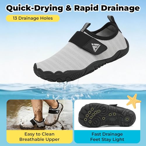 Image of Mishansha Kids Water Shoes Quick-Dry Wide Toe Box Non-Slip Barefoot Shoes Beach Pool Swim Shoes