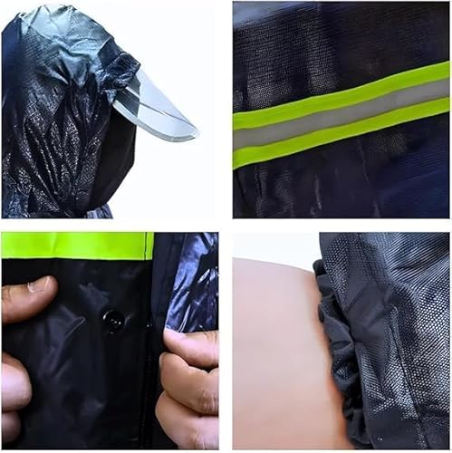 Capa de Chuva Moto Impermeável Motoqueiro Reforçada Capuz Viseira Conjunto Jaqueta e Calça Unissex (