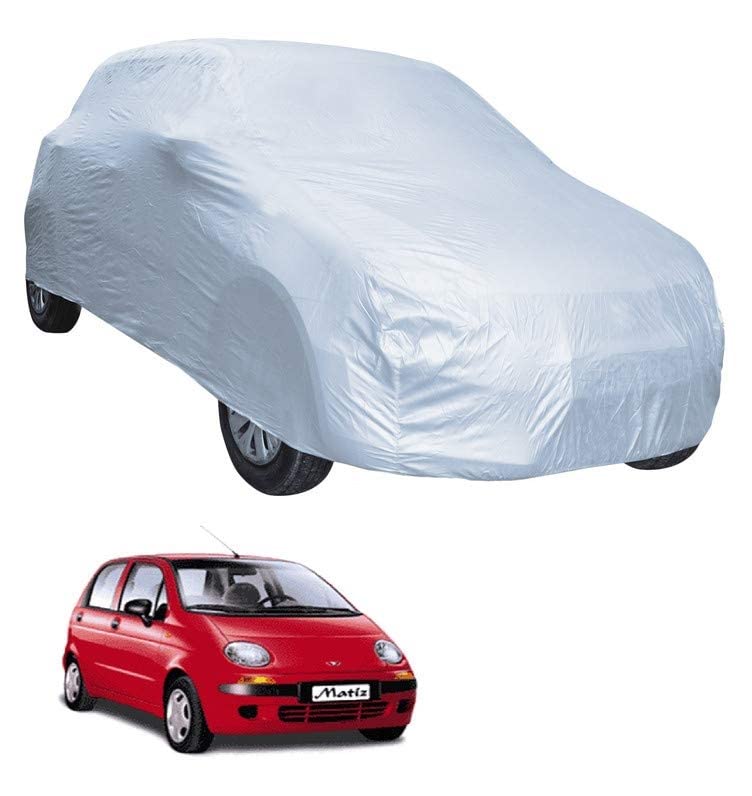 Image of Auto Hub Car Cover Compatible with Daewoo Matiz with Weather Proof, Triple Stitched, Matiz Car Cover- Plain Silver