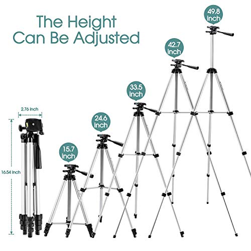 Kwithan Tripod, 50-inch Video Tripod for Cellphone and Camera, Universal Tripod with Wireless Remote & Cellphone Holder Mount