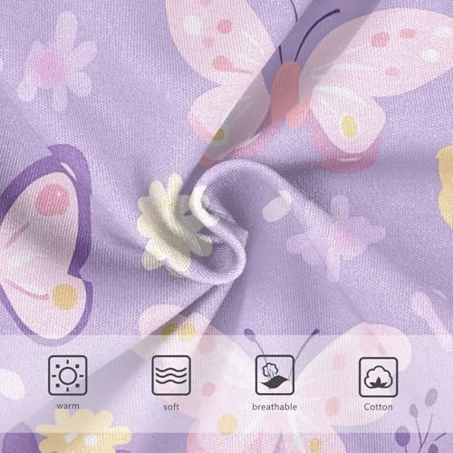 Wusikd Flowers Butterflies Girls' Underwear Cotton Purple Girls Briefs Soft Toddler Underwear 2T3