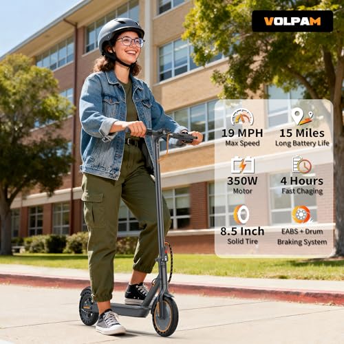 volpam electric scooter 350w500w powerful motor 85341034 solid tires 1922mph 282112 miles rangedual braking