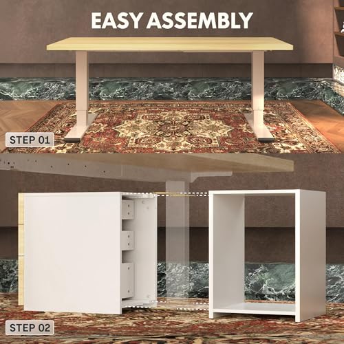 Image of FLEXISPOT EN2 55 inchx28 inch Standing Desk Bundle with Storage Cabinet, White