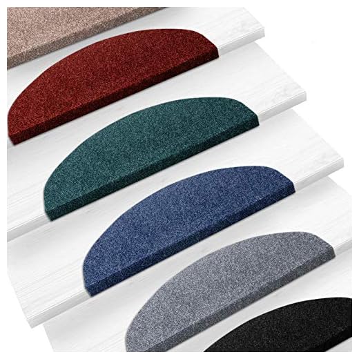 etm Set de 15 marchettes d'escalier Surface Confortable et antidérapante | Taille 23x65cm | Couleurs diverses - Gris