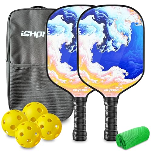 Palas De Pickleball, Ishphso Con Superficie De Fibra De Vidrio Con 2 Raquetas De Pickleball, 4 Bolas De Pickleball, 1 Bolsa De Transporte Portátil, Juego De Paletas De Pepinillo Para Hombres Y Mujeres Palas De Pickleball, Ishphso Con Superficie De Fibra De Vidrio Con 2 Raquetas De Pickleball, 4 Bolas De Pickleball, 1 Bolsa De Transporte Portátil, Juego De Paletas De Pepinillo Para Hombres Y Mujeres