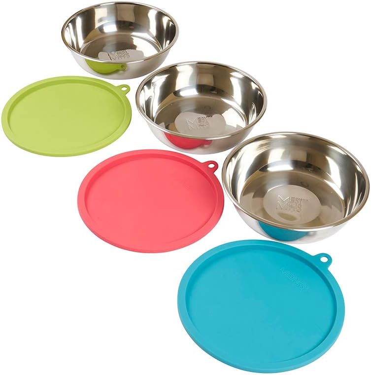 Messy Mutts 6-Piece Pet Bowls Set with Silicone Lids | Travel-Friendly
