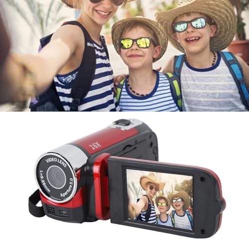 Yunir Videocamera Registratore per Fotocamera Digitale Full HD 4K 30FPS 48MP 2,7 Pollici 16X Zoom per, con Cavo USB (rosso)