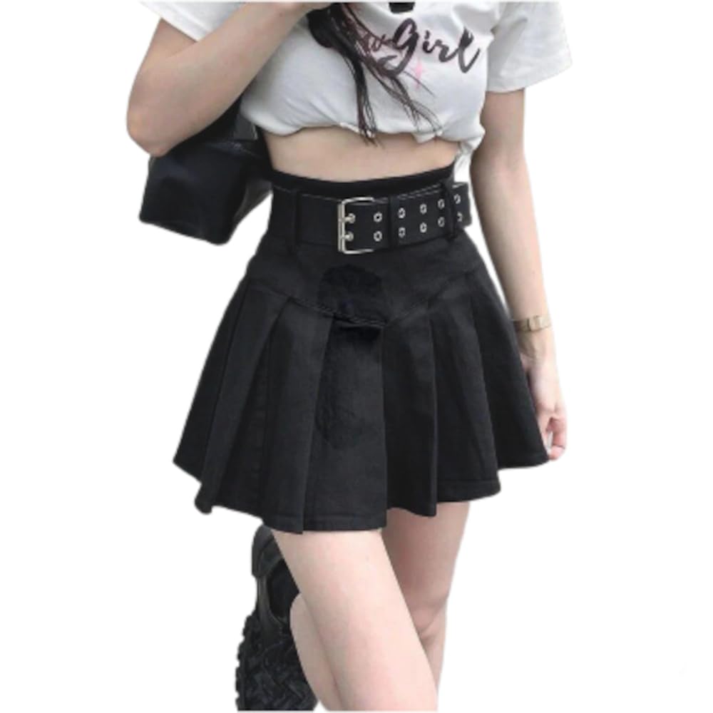 meltthelady thick belt skirt Sサイズ High Waist Pleated Mini Skirt with Belt – Trendy Fashionable
