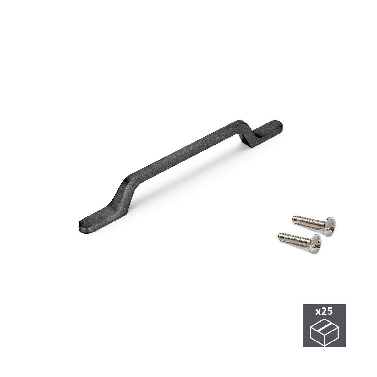 EMUCA - Tirador para muebles, tirador para cajón, Intereje 160mm, L 225mm, Aluminio, Gris oscuro, Set de 25