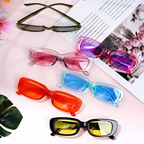 12 Pairs Rectangle Retro Sunglasses for Women Girls - 90s Colorful Vintage for Summer Party Favor3