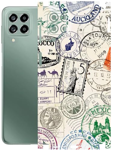 Image of AtOdds - Full Body Back Screen Guard Protector Film - Lamination Wrap Skin Sticker Compatible with Samsung Galaxy M53 (5G) | Scratchproof Matte Finish (Stamps)