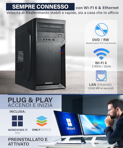 ® Office PC - Computer con AMD Athlon Pro da 3,4 GHz | 16 GB DDR4 di RAM | 512 GB SSD | Win 11 Pro | WLAN | DVD+RW | USB 3.0 | High End Office Tower PC - PC Desktop - Immagine 3