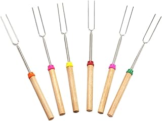 KICHOUSE 6 Peças De Espetos De Fogueira Espetos Telescópicos Conjunto De Garfos Extensíveis Espetos De Salsicha Palitos De Cozimento Garfos De Aço Inoxidável Garfo Telescópico Garfo De