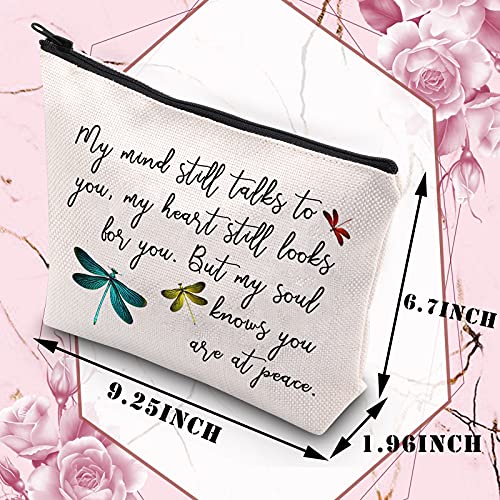 BDPWSS Dragonfly Travel Pouch - Memorial Gift - Sympathy - My Mind Still Talks To You - My Heart Still Looks For You - Cosmetic Makeup Bag (Dragonfly at Peace)2