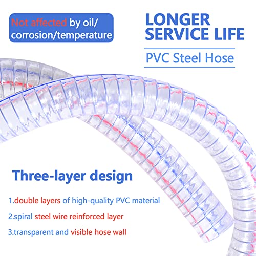 QuQuyi 1" ID x 1-1/4" OD, 3FT length Steel Wire Hose PVC Vacuum Tubing Drain Hose Vinyl Suction Tubing Flexible Tube Heavy Duty High - Pressure UV Chemical Resistant Vinyl Hose Line by QuQuyi - Used condition - Image 7
