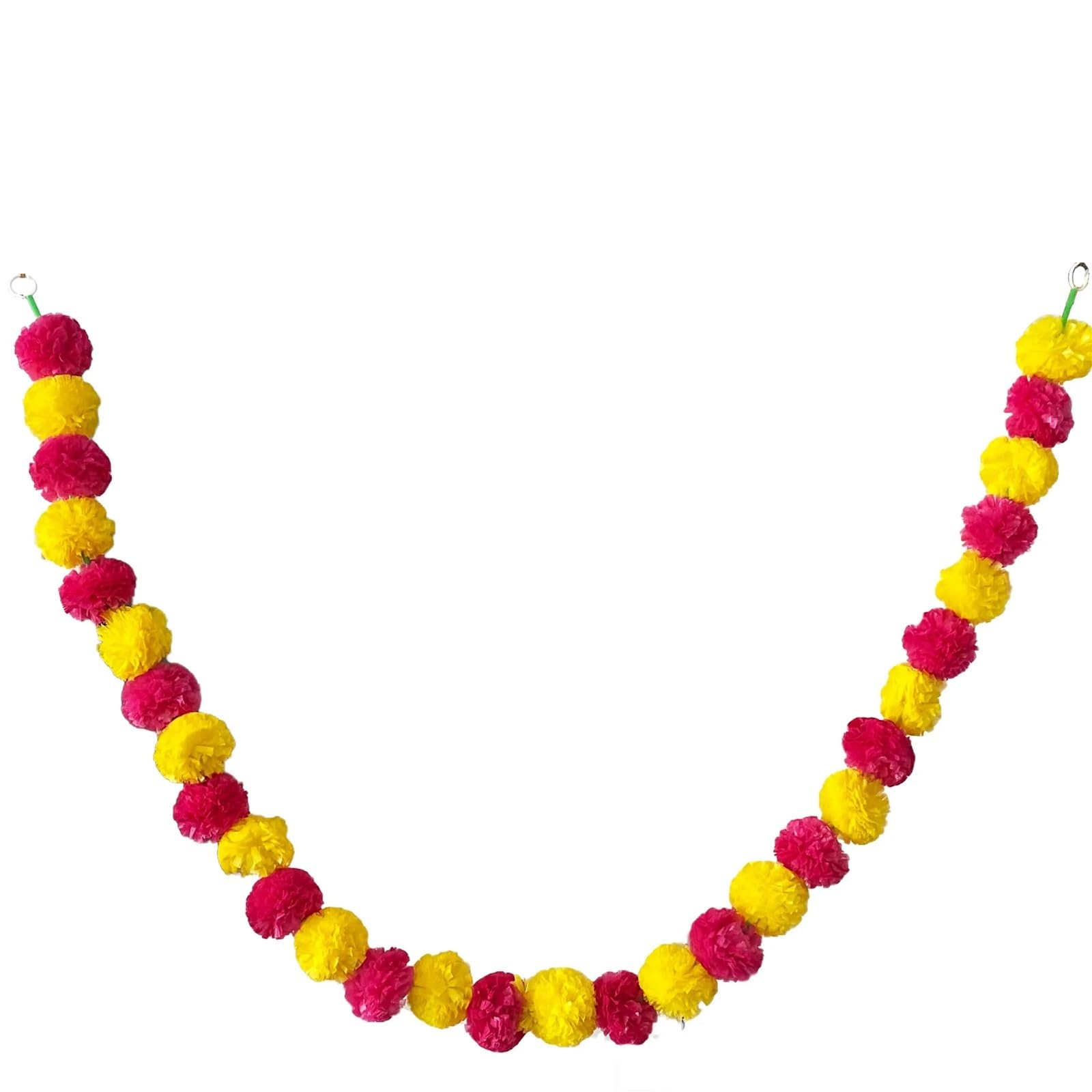 piante finte Ghirlanda di fiori calendula con зo, artificiali for Diwali Home fai da te Decorazione artigianale Festa nozze per decorazione(Roseo Yellow,5pcs)