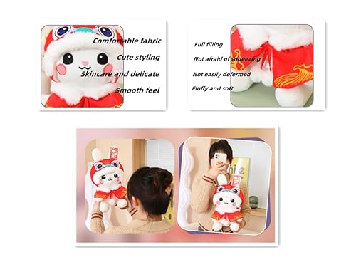 XIZHI Rabbit Stuffed Animal Plush Pillow Toy Chinese New Year Plushes Year Zodiac Rabbit Mascot Decoration Gift for Adult Kids Spring Festival,11.8'' Red