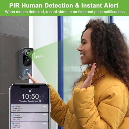 Wireless Video Doorbell Camera with Chime, 1080P Smart WiFi Door Bells Camera, Voice Changer, PIR Motion Detection, 2-Way Audio, Night Vision,Battery Powered, IP66, Works with Alexa & Google Home - Image 5