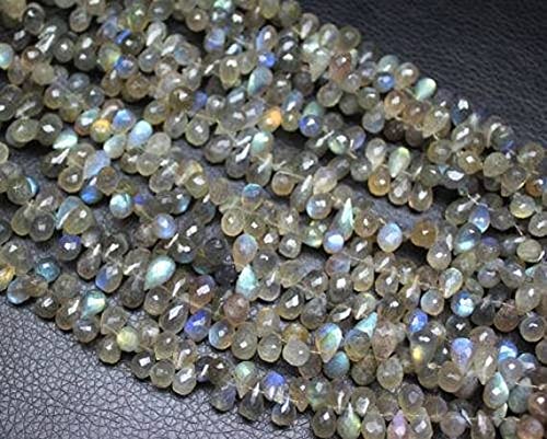 Flash Blue Fire Labradorite Faceted Tear Drop Briolette Gemstone Craft Loose Beads Strand 4" 10Mm #TOP27