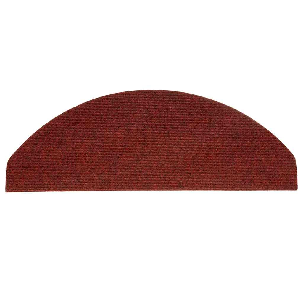 Alfombrillas autoadhesivas para escalones, de fieltro punzonado, color rojo, 15 unidades, 65 x 22,5 x 3,5 cm, con tiras adhesivas, antideslizantes, para peldaños de madera, alfombras y