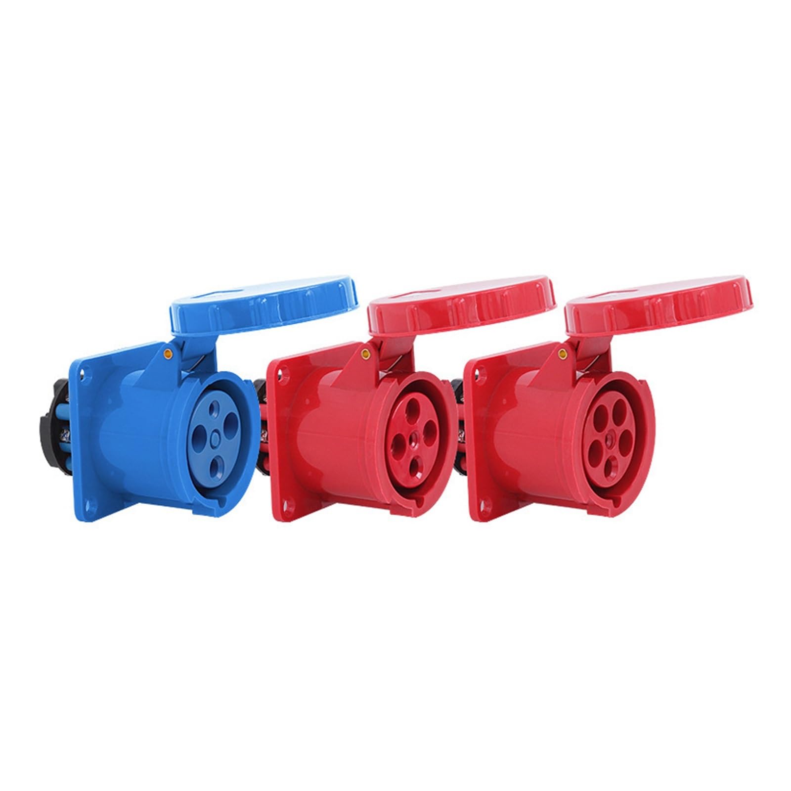 MUYTQAERG 1 PCS Blue Exposed and Concealed Industrial Socket 63A 125A Three-Hole Four-Hole and Five-Hole Wall(LX 334 4 core 63A)