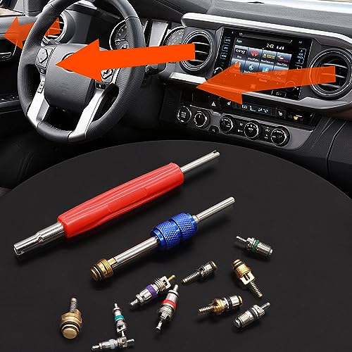 Image of Taiss 102PCS Car Air Conditioner Valve Core Accessories Kit with valve core Remover Tool R12 R134a Refrigeration Tire Valve Stem Cores A /C valve core kit F-090-102PCS