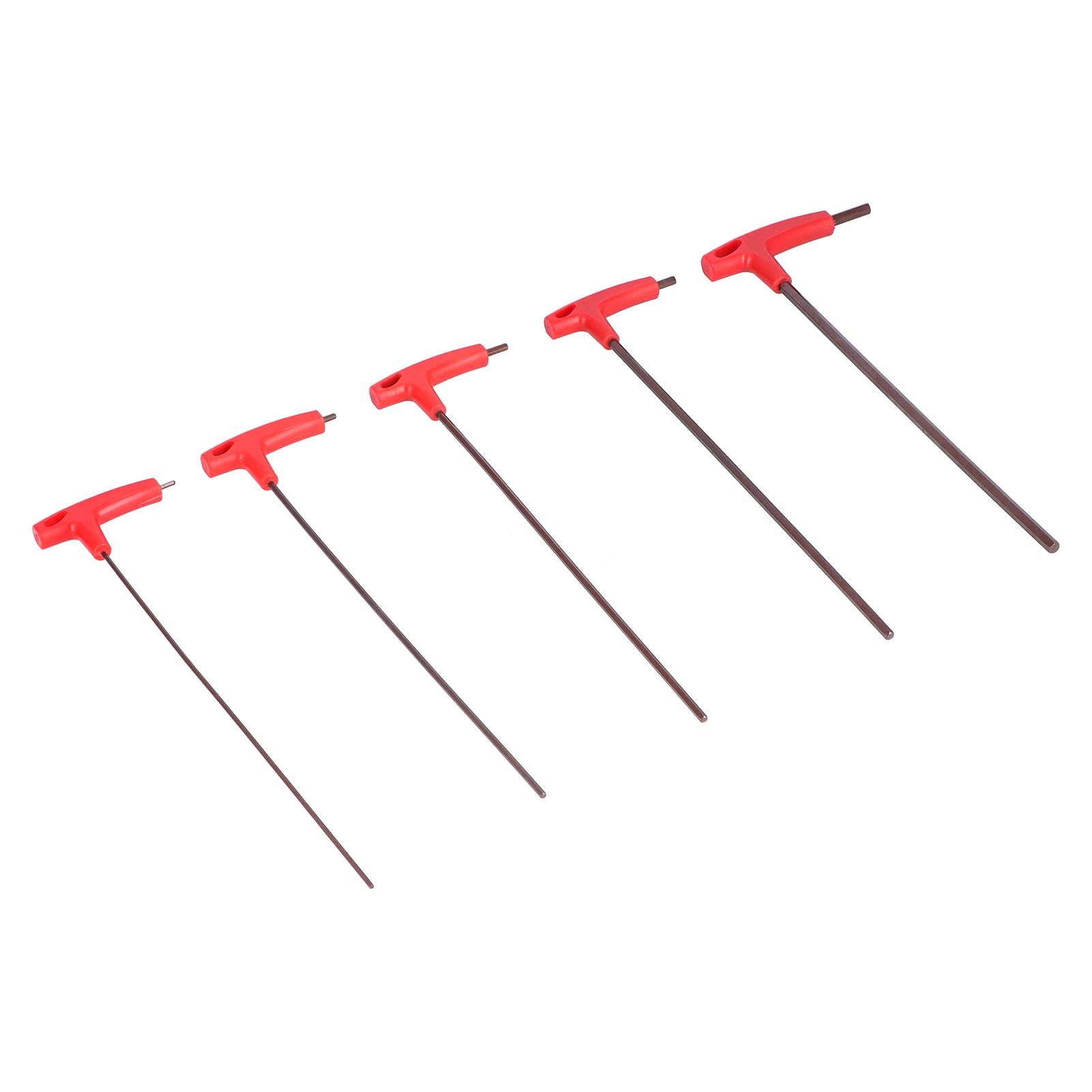 Set di chiavi a brugola con impugnatura a T, 5 pezzi, kit di chiavi a brugola con impugnatura lunga in acciaio legato S2 e testa piatta per riparazioni meccaniche, macchine CNC e m