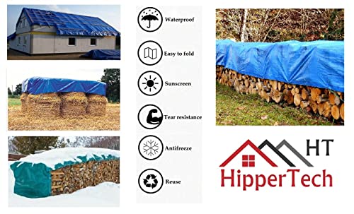 HipperTech® 2m x 3m / 6.5ft x 10ft Blue Waterproof Tarpaulin, Tarp Sheet Cover - Image 3