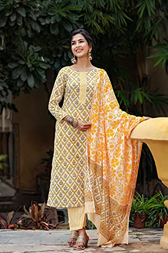 Image of Vaamsi Women's Cotton Palazzo and Dupatta Set
