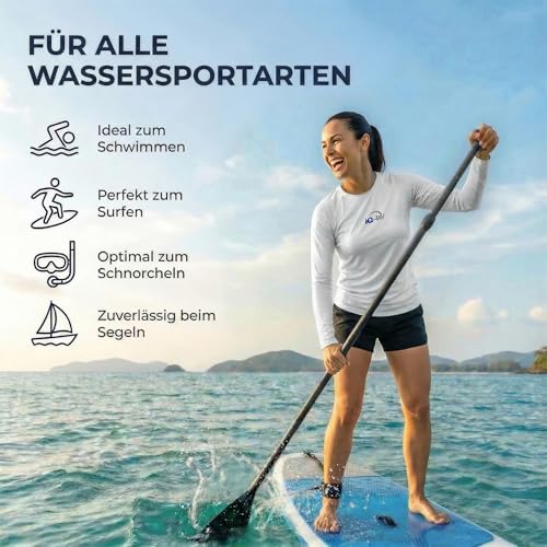 iQ-UV Sportshirt Damen Langarm Slim Fit Weiß S – UV Shirt für Damen für Wasser & Sport – Rash Guard mit UV-Schutz – Langarm Sportshirt – Ideal zum Schnorcheln und Schwimmen