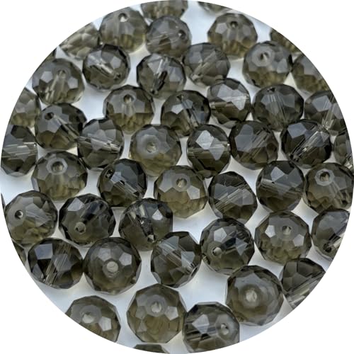 YUEXIGO 600 cuentas de cristal de 3 mm para hacer joyas, cuentas de cristal facetadas redondas espaciadoras para campanillas de viento, pulseras, aretes, collares, manualidades (gris)