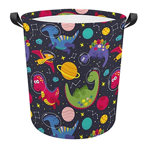 Image of HoaMoya Collapsible Dinosaur Laundry Basket Astronaut Planets Space Nursery Laundry Hamper Clothes Toy Storage Bin for Baby Boy Kids Bedroom Bathroom Decor