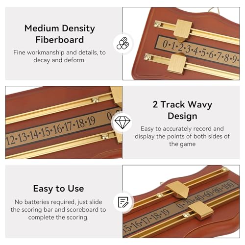 Billiard Game Scorer, 2 Track Wavy Billiard Score Board Medium Density Fiberboard and Metal Billiard Game Score Keeper Recorder with Screws for Billiards Games - Image 3