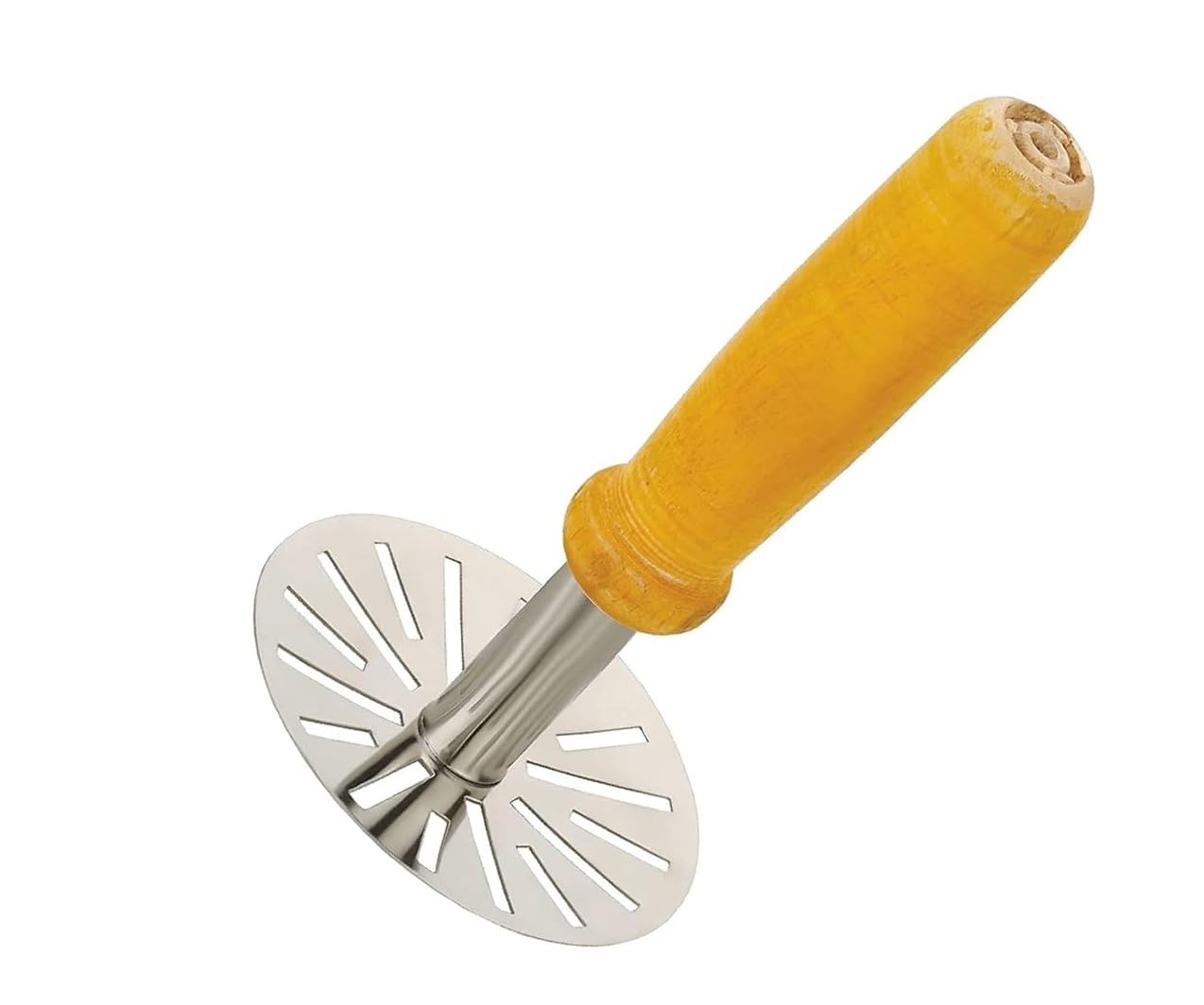 Stainless Steel Potato Vegetable Pav Bhaji Masher | Vegetable & Pav Bhaji Masher with Stainless Steel Handle (Wood, Regular)