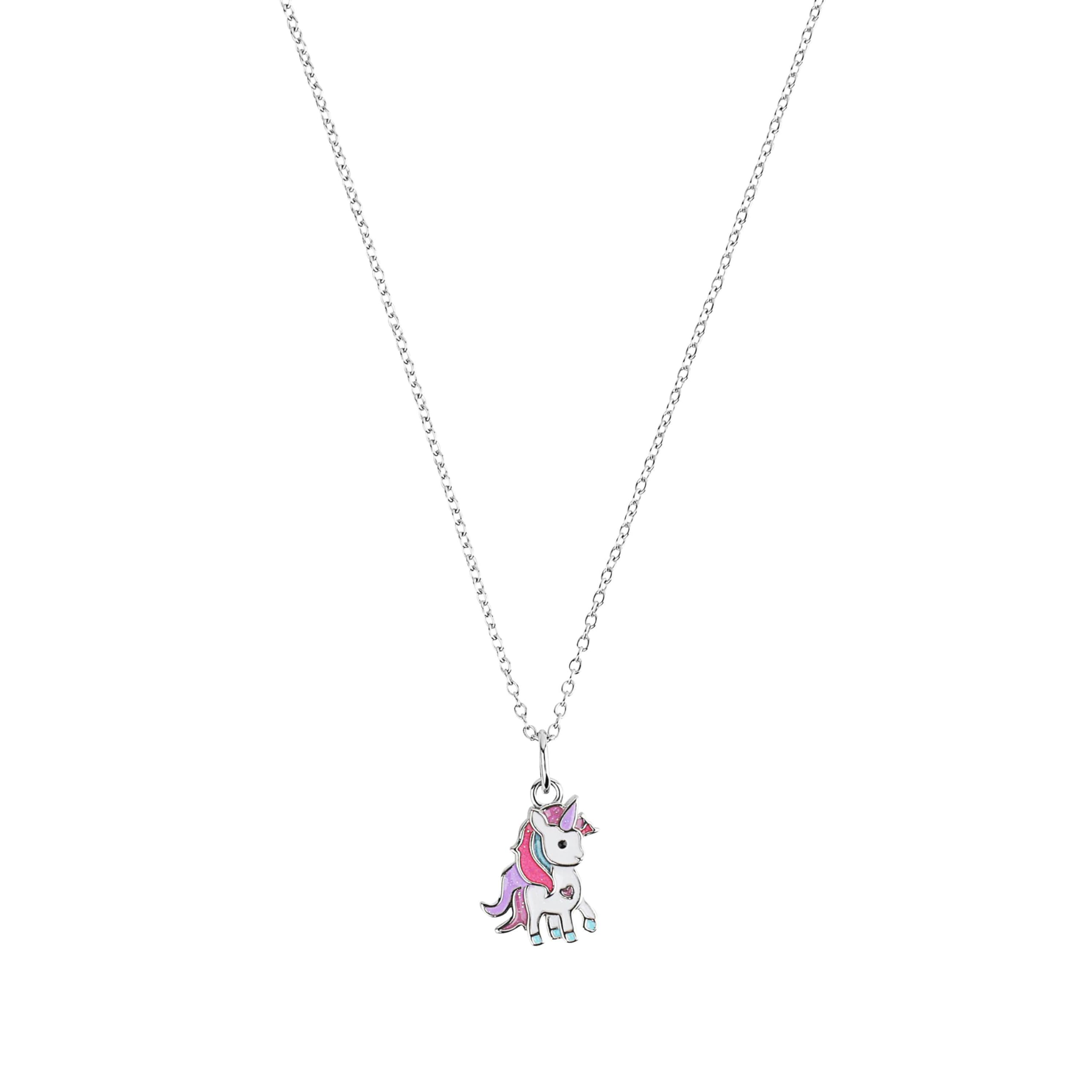 Prinzessin Lillifee Kette mit Anhänger für Mädchen, Sterling Silber 925, 35+3 cm, silber, Einhorn-Anhänger, Kinderschmuck, Geschenkidee, kommt in Schmuck Geschenk Box, 2101024