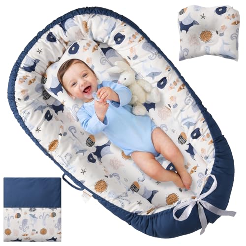 Image of Totsi Baby Lounger with Pillow & Blanket | Ultra-Soft Baby Nest | Machine Washable Infant Lounger 0-24 Months | Adjustable Infant Nest for Travel | Baby Nest for Newborn