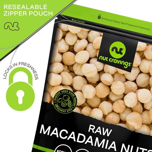 image for NUT CRAVINGS - Raw Macadamia Nuts, Unsalted, Shelled, (32oz - 2 LB) Bu