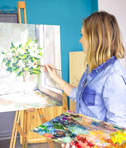 Artist Fan Paint Brushes Set 9Pcs - Soft Anti-Shedding Nylon Hair Wood Long Handle Paint Brush Set For Acrylic Watercolor Oil Gouche Painting #TOP6