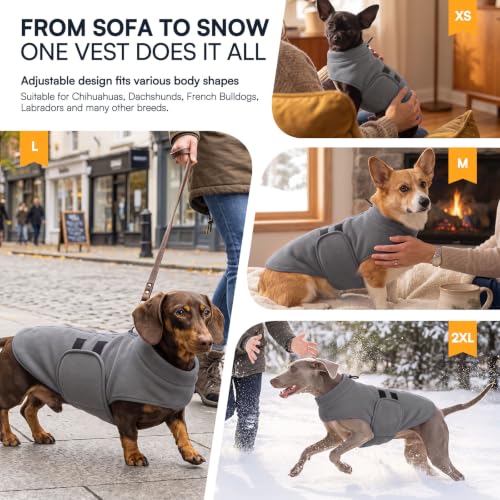 Image of Queenmore Small Dog Sweater,Soft Fleece Dog Vest Dog Jacket with Leash Hole