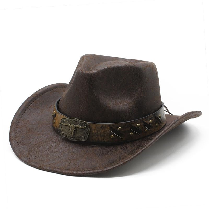 Cowboy Hat for Men Women Lightweight Handmade Durable Wide Brim Western Cowboy Hat for Cowboys Cowgirls Brown