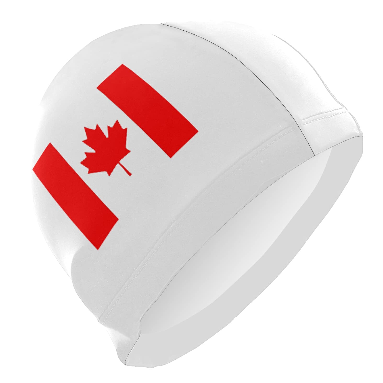 Dallonan Swimming Cap Canada Flag Maple Leaf Unisex Adult Swim Cap Polyester
