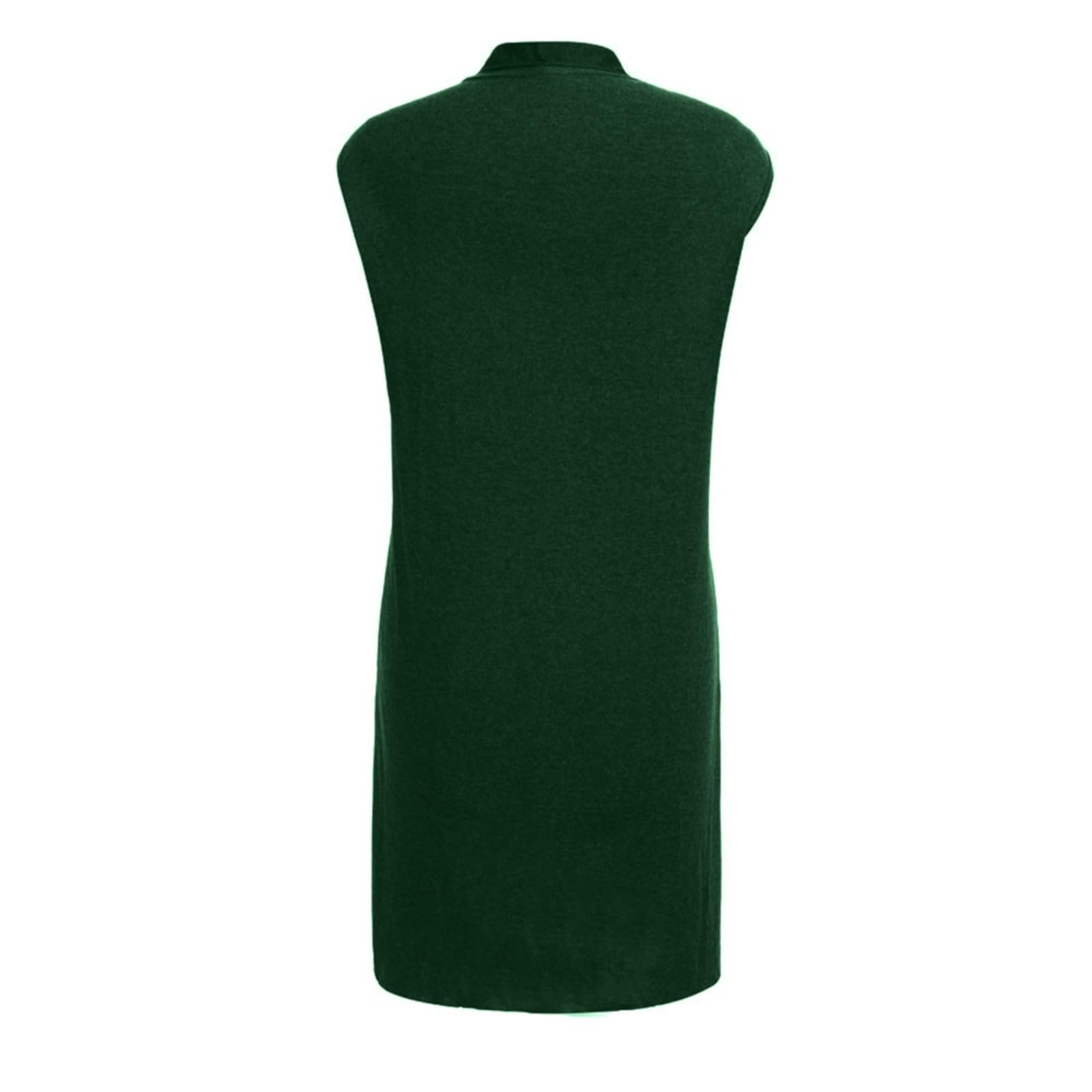 Chaqueta de punto para mujer de un solo color con frente abierto, chaleco de punto largo elástico, chaleco informal sin mangas, elegante, fino, sin mangas, abrigo de punto, cárdigan de punto monocolor