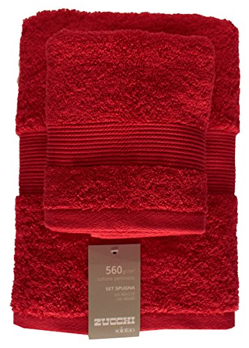 Zucchi Solotuo - Set de toallas de rizo de 2 unidades, 1 toalla de invitados de 40 x 60 cm + toalla de 60 x 110 cm, 100% rizo de algodón puro de 560 g/m² CARMINIO - 1178