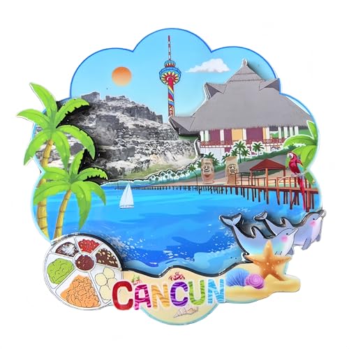 Imán Decorativo de Madera 3D Cancun México 8.3x8.3 cm miniatura 1