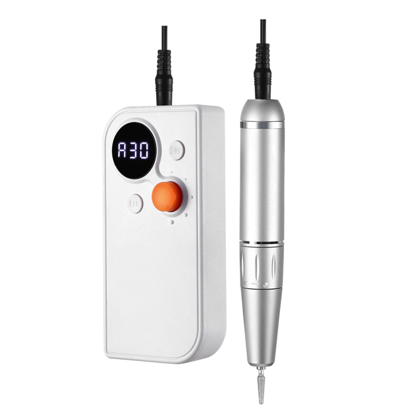 Set di Lucidatrici Per Levigatrice Per Trapano Elettrico Per Unghie - Schermo LED Portatile 0-30000 Giri/min Trapano Per Lima Per Unghie Per Manicure Pedicure Nail Art(bianco)