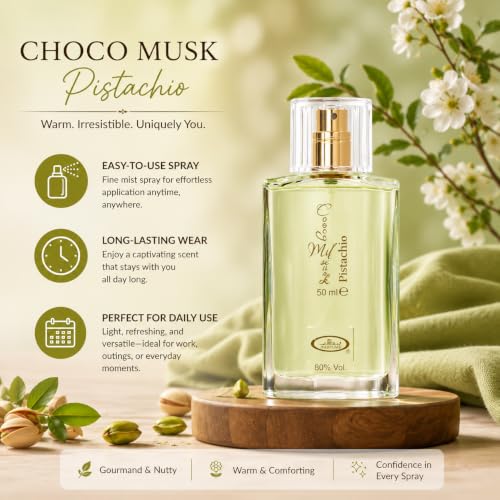 Image of Al Rehab Choco Musk Pistachio Eau de Parfum Spray for Unisex, 1.65 Ounce / 50 ml
